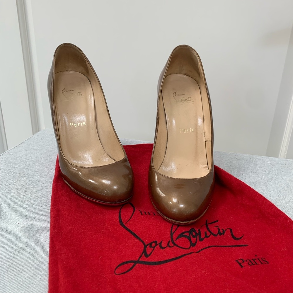 Christian Louboutin bronze patent leather heels